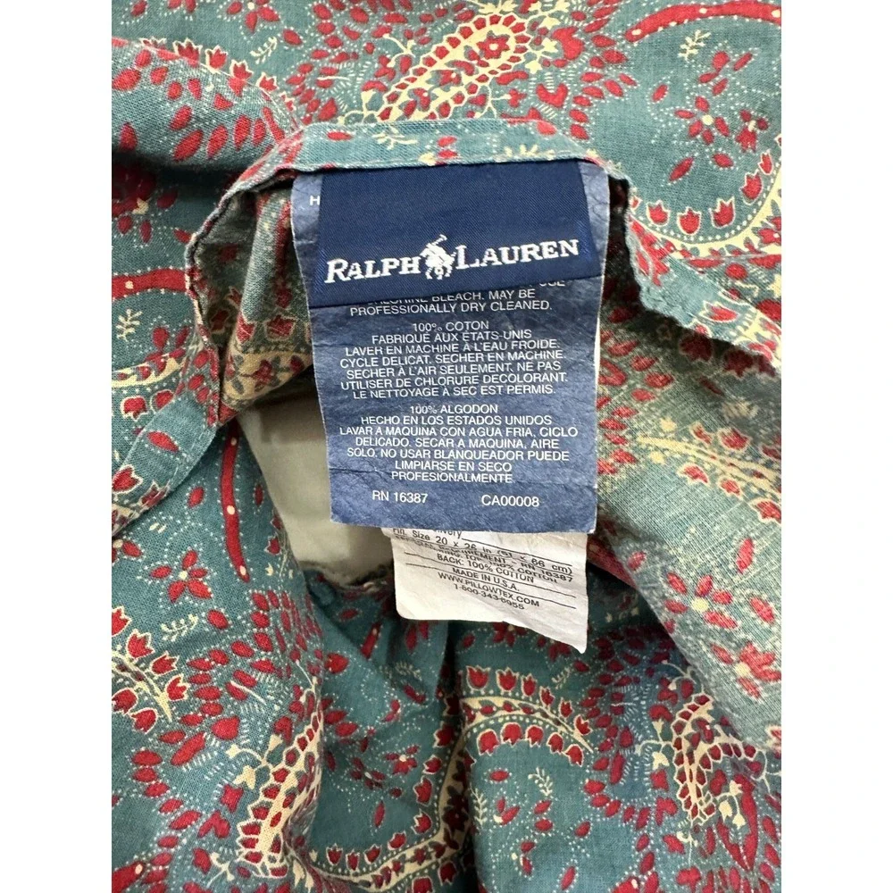 Vintage‎ RALPH LAUREN COLLETTE Pillow Sham Standard Blue Red Paisley Set Of 2